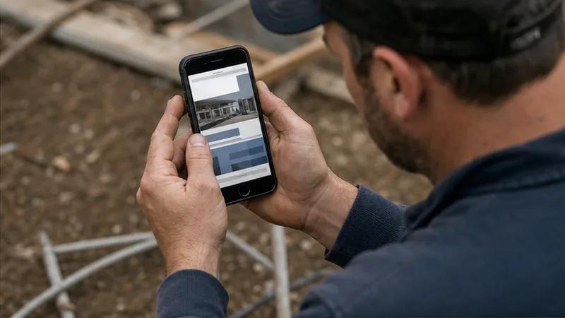 A contractor struggling to use a poorly fitting website on a phone